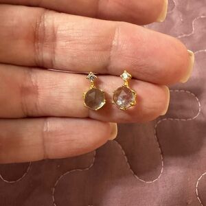 Gold-Plated Clear Austrian Crystal Drop Earrings - Elegant Women's Jewelry